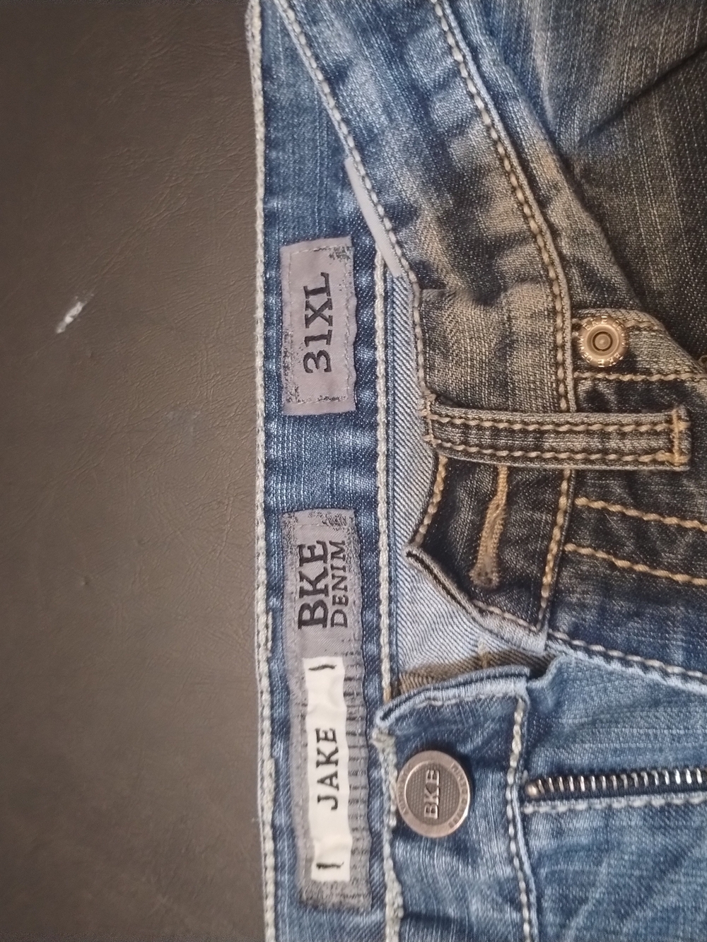 BKE Jake Denim Jeans in Blue with Contrast Stitching Sz 31 XL